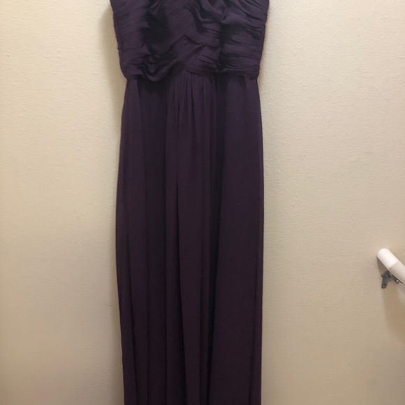 Monique Lhuillier Strapless Chiffon Gown Purple 12 - Picture 8 of 15